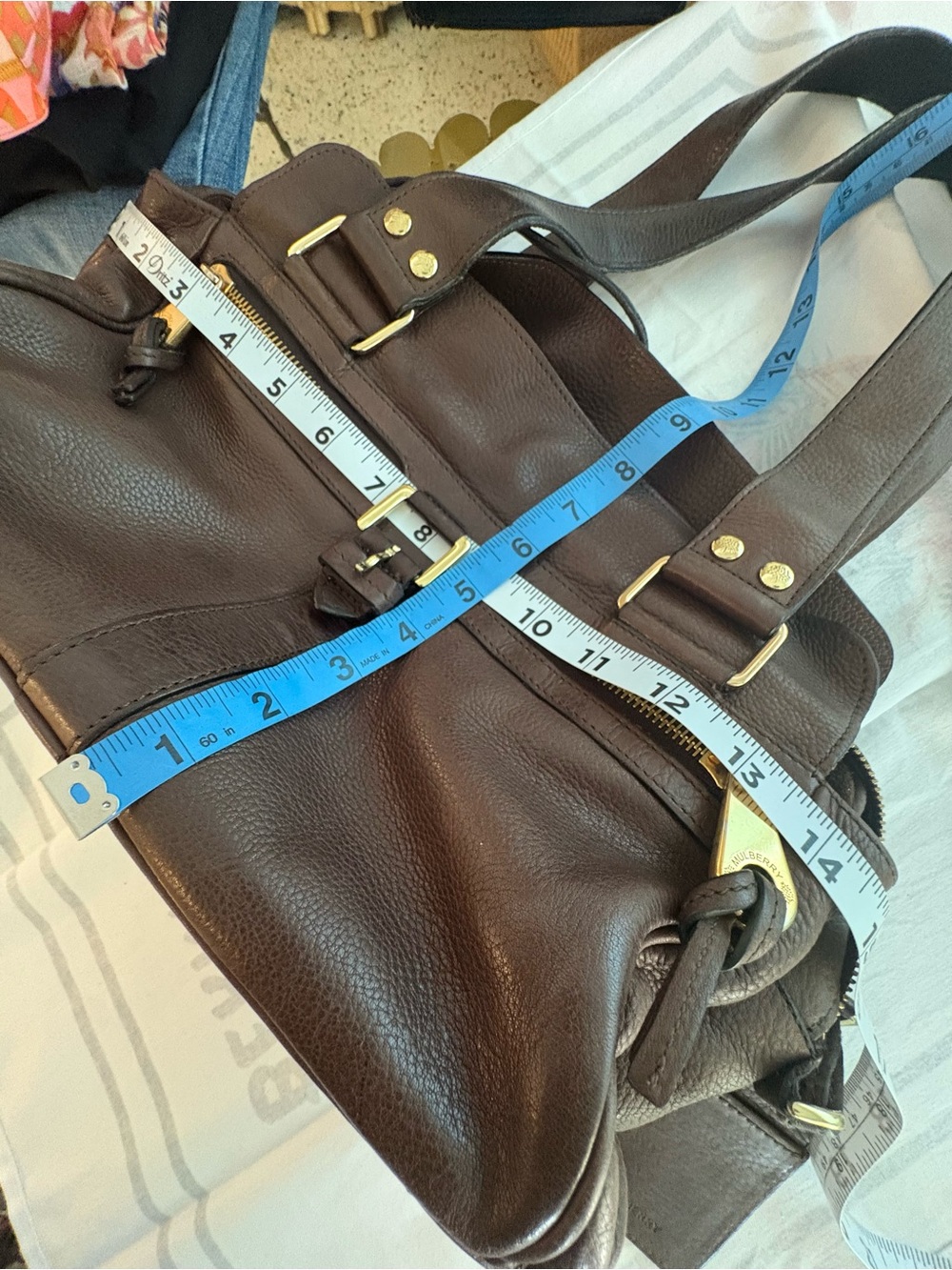 MULBERRY Designer Large Mabel Brown Pebbled Leather Shoulder Bag! Gold hardware! - Picture 12 of 16
